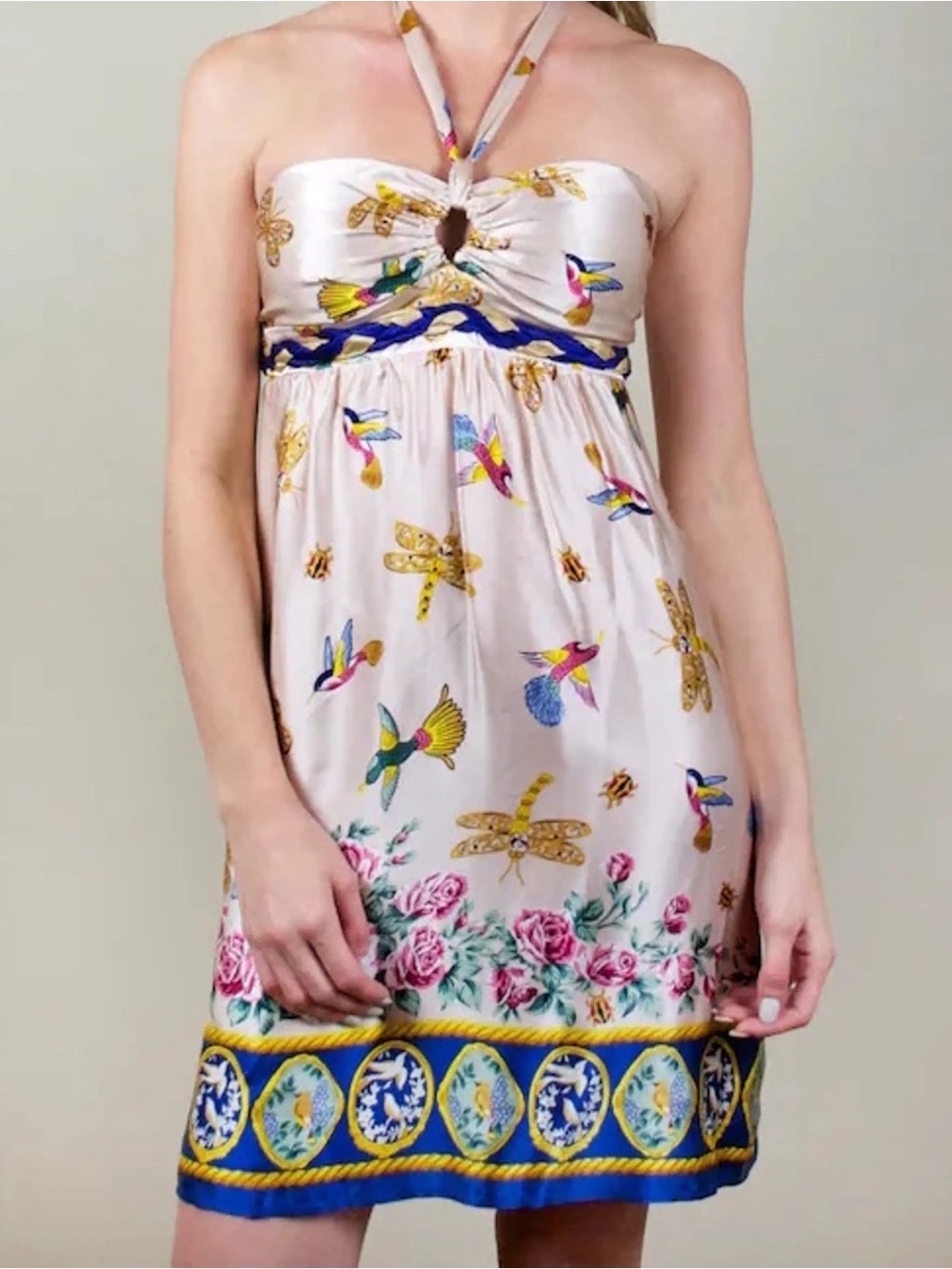 Vintage Voom by Joy Han 100% Silk Halter Dress